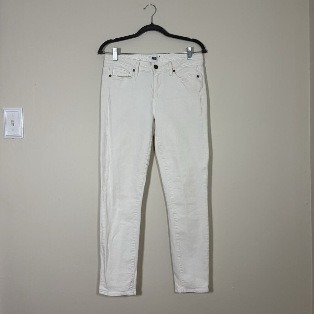 Paige Skyline Ankle Peg Jeans Women Size 30 x 28 White Denim Mid Rise Minimalist
